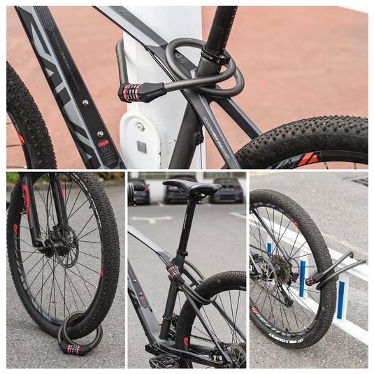 ROCKBROS Fahrradschloss mit 5-stelligem Zahlencode aus PVC und Stahl