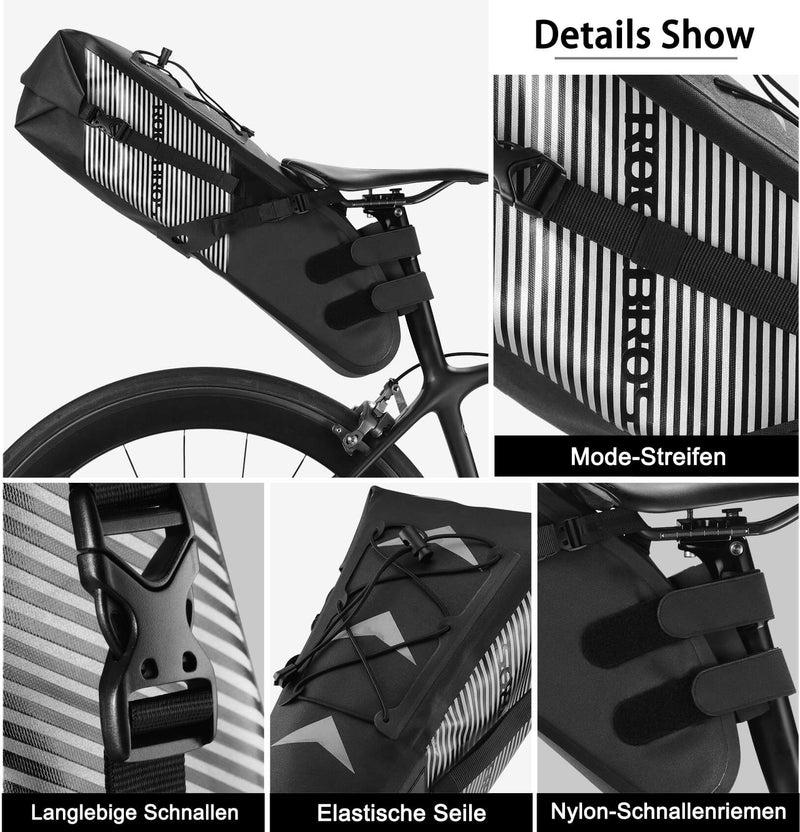 Load image into Gallery viewer, ROCKBROS bicycle saddle bag IPX7 waterproof seat bag 10L
