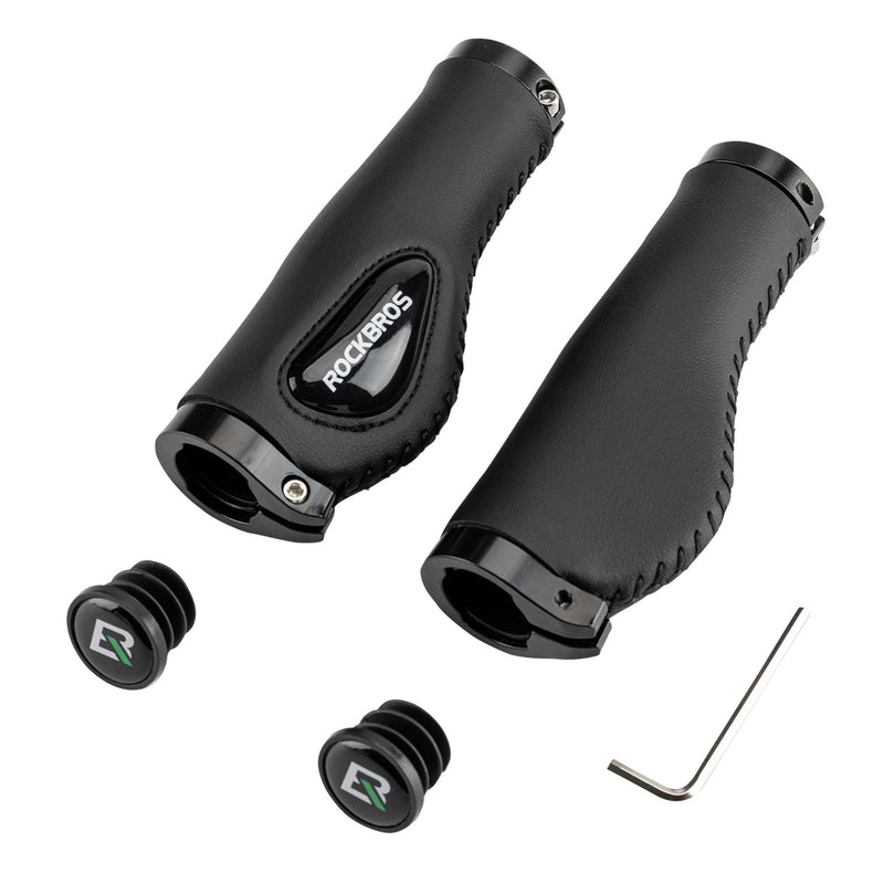 Load image into Gallery viewer, ROCKBROS bicycle grips leather grips for handlebars with a diameter of 22.2 mm
