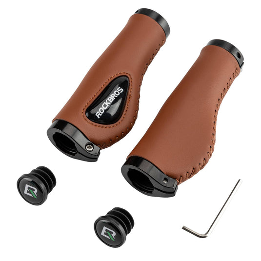 ROCKBROS bicycle grips leather grips for handlebars with a diameter of 22.2 mm